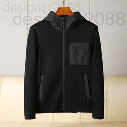 Men's Jackets designer Autumn and winter high quality menswear luxury jacket fashion stitching pocket zipper black casual hooded mens knitted coat W120