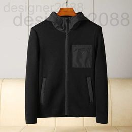 Giacche da uomo firmate Autunno e inverno giacca da uomo di lusso di alta qualità moda cuciture tasca con cerniera cappotto da uomo in maglia con cappuccio nero casual W120