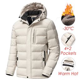 Men's Down Parkas Winter Classic Casual Waterproof Warm Thick Fleece Jacket Coat Autumn Outwear Vintage Hat Pocket Parka 221117