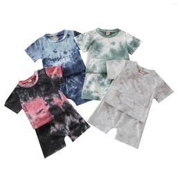 Clothing Sets 4 Colours Infant Baby Boys Clothes Tie Dye Printed 2pcs Short Sleeve Pullover T Shirts Tops Shorts 0-5Y