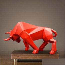 Novelty Items Resin Bl Statue Bison/Ox Scpture Abstract Figurine Home Decoration Modern/Accessories Nordic Decor Statues T200331 Dro Dhsmi