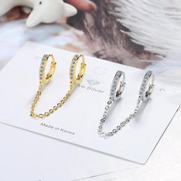 Hoop Earrings Visunion Korean Alloy Single 1 Piece Short Style Crystal For Women Engagement Party Gold Colour