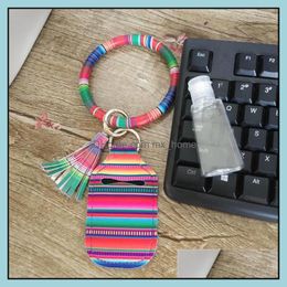 Party Favour Customise Neoprene Hand Sanitizer Bottle Holder Keychain Bags 30Ml 10.3X6Cm Tassels Key Ring Soap Printed Lipstick Drop Dhea3