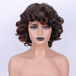 Women's Wigs Junsi Short Roll Mixed Colour Selling Chemical Fibre Headgear Women Can Order Colours