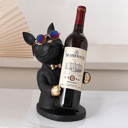 Tabletop Wine Racks Home Decoration Accessory Figurine Miniature French Bulldog Sculpture Rack Table Decor Modern Living Room Decorative Statue 221118