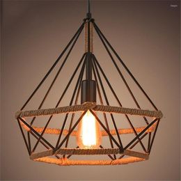 Pendant Lamps Modern Cage Lights Iron Minimalist Retro Nordic Loft Pyramid Lamp Metal Hanging E27 Living Room Indoor Chandelier