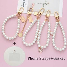 Cell Phone Straps Charms Lanyard Detachable Cord Pearl For Mobile Accessories With Sticker Universal Bracelet Y2211