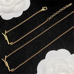 Luxury Designer Jewelry Pendant Necklaces Wedding Party Bracelets Jewellery Chain Brand Simple Letter Women Gold Necklace