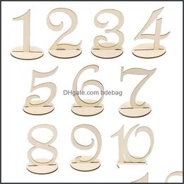 Other Event Party Supplies 10Pcs 110 Wedding Table Number Cards Wooden Party Ornament Craft Home Decoration Make Of Wood Plywood D Dhhe3