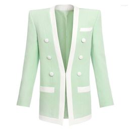 Women's Suits Runway HIGH STREET 2022 Est Designer Jacket Women's Double Breasted Colour Block Blazer