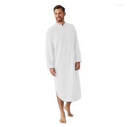 Ethnic Clothing Henley Nightgown Men's Nightshirt Muslim Kaftan Night Shirt Men Robe