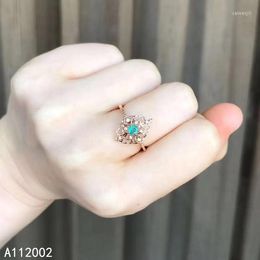 Cluster Rings KJJEAXCMY Fine Jewellery Natural Emerald 925 Sterling Silver Adjustable Gemstone Women Ring Support Test Fashion Noble