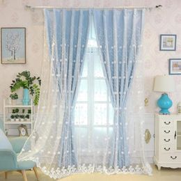 Curtain Pastoral Rural Lace Curtains For Living Room Princess Girl Double Layer Romantic Sliding Door French Window Drapes