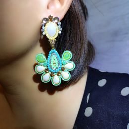 Dangle & Chandelier 2022 Fashion Ladies Multicolor Rhinestone Dangle Earrings For Women Round Sun Drop Earring Jewellery