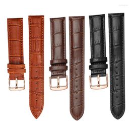 Watch Bands 2022 Fashion Cow Leather Band Replacement Watchband Rose Gold Buckle Black Brown Strap