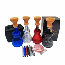 Latest Colorful Aluminium Glass Style Pipes Kit Dry Herb Tobacco Waterpipe Filter Bowl Removable Hand Hookah Shisha Smoking Silicone Hose Cigarette Bong Holder