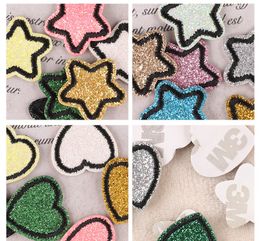 Notions Self Adhesion Patch Colorful Mini Star Love Heart Patches Cute Embroidered Appliques Sticker for DIY Clothing Hats Shoes Cell Phones