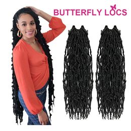 Butterfly Locs Crochet Synthetic Braiding Hair Extensions 20 Inch Handmade Pre Looped Faux Locs For Black Women Girls 12 roots