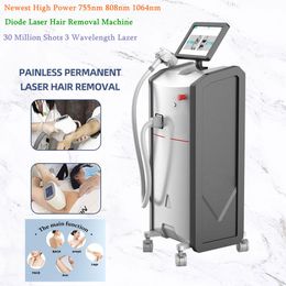 Factory Price Laser Hair Removal Machine 808nm Diode 3 Wavelength Lazer Face Body Skin Rejuvenation High Power Big Spot Fast Hair-Removal For All Skin Colours