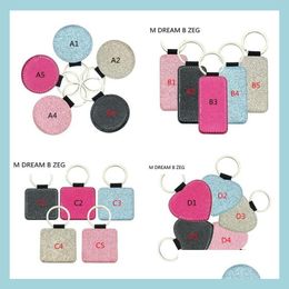 Party Favour Diy Sublimation Pu Leather Keychains Party Favour Key Pendants Thermal Transfer Keyring White Gift Keychain Accessories D Dhrej