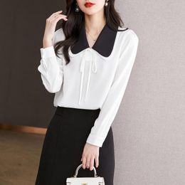 Women's Blouses Women's Shirt White Shirts Female Doll Collar Chiffon Blouse Long Sleeve Woman Tops Blusa Feminina