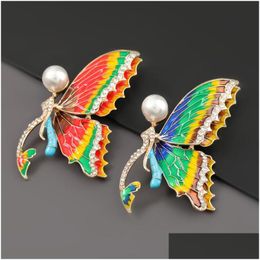 Pins Brooches Pins Brooches 2021 Rhinestone Imitation Pearl Butterfly For Women Fashion Wedding Party Brooch Pin Gift Drop Delivery Dhyta