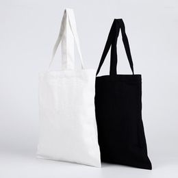 Gift Wrap 10Pcs Black Canvas Tote Bags White Reusable Solid Package For Grocery Book Shopping Thick DIY Print