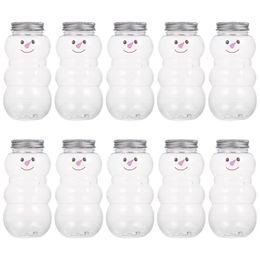 Water Bottles 10Pcs Drink Christmas Juice Snowman Beverage Airtight Packing Milk Tea 221117