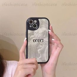 Designer Phone Cases Fashion Roma Painting Case Luxury Leather Frame Letter Phonecase Shockproof Cover Shell For IPhone 13 Pro Max 12 11 New