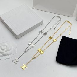 Bracciale designer per donne collane a ciondolo diamantato Slivo in oro 2 colori collana di gioielli Bracciali marchi catena Lin22111806