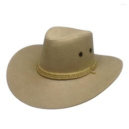 Berets Men Travel Sun Visor Wide Brim Casual Horse Riding Western Cowboy Hat Cap Summer