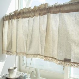 Curtain H45xW130CM Half With Crochet Lace Short Kitchen Cotton Linen Coffee Cabinet Dust-proof