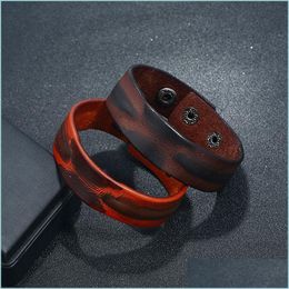 Bangle Simple Leather Bracelet Bangle Cuff Exotic Wristband For Men Women Fashion Jewellery Drop Delivery Bracelets Dhs8A