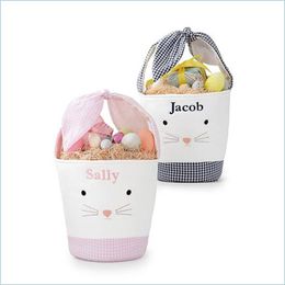 Other Event Party Supplies Cartoon Canvas Bunny Bucket High Quality Diy Kid Gift Storage Basket Creative Portable Easter Candy Con Dhg0J