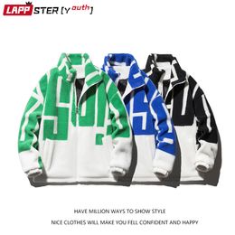 Men's Down Parkas LAPPSTER-Youth Men Letter Thick Winter Jackets Mens Lambswool Oversized Hip Hop Outwear Male Stand Jacket Clothing 221117