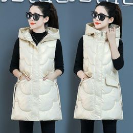 Women's Vests Woman Puffy Hooded Female Sleeveless Lightweight Padded Cropped Puffer Quilted Vest Winter Ladies Warm Coat Jacket G198