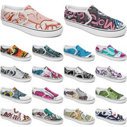 Custom Shoes Slip-on Canvas Shoe Customised Sneakers Men Women Blue Red Green Classic Custom Comfortable Low Platform Sneaker color42