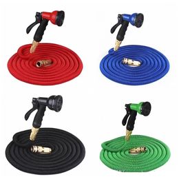 25FT equipments Retractable Hose Natural Latex Expandable Gardens Garden Watering Washing Car Fast Connector Waters Hose With Water Gun