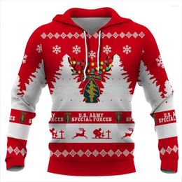 Men's Hoodies Winter Fashion Christmas Elk 3D Printing Hoodie Men's Fun Casual Super Real Cosplay Costume