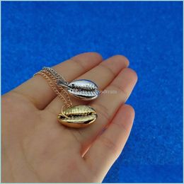 Pendant Necklaces Metal Shell Necklace Sier Gold Chains Necklaces Pendants Women Summer Fashion Jewellery Gift Drop Delivery Dhol6