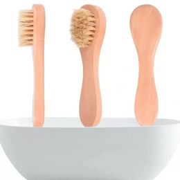 Face Cleansing Brush for Facial Exfoliation Natural Bristles Exfoliating Face Brushes for Dry Brushing with Wooden Handle P1118