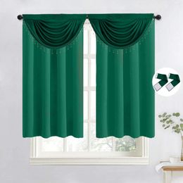Curtain Emerald Green Curtains For Balcony Blackout Thermal Insulated Swag Valance Doorway Bedroom Grommet Ring Top 2PCS 100x200 Cm