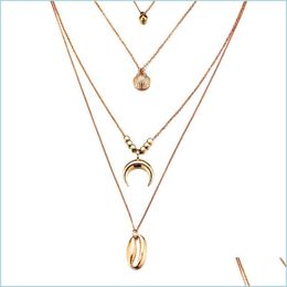 Pendant Necklaces Moon Shell Necklace Chokers Gold Chains Mtilayer Stackable Necklaces Women Hip Hop Fashion Jewellery Drop Delivery Pe Dhuu9