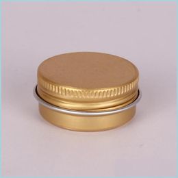 Storage Boxes Bins 15Ml Gold Aluminium Containers Jars Small Cosmetic Tool Storage Wax Metal Box Cans Balm Derocation Crafts Bottle Dhtvr