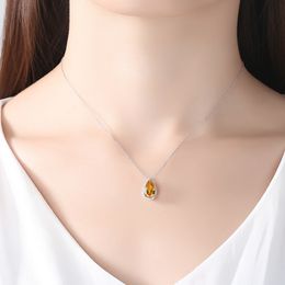 Wedding Banquet Water Drop Zircon s925 Silver Pendant Necklace Women Jewelry French Fashion Charming lady Delicate Collar Chain Necklace Accessories Gift