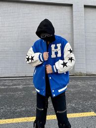 Men's Jackets Jacket Hip Hop Lettering Embroidered Men's And Women's College Colorblock American Bomber Baseball