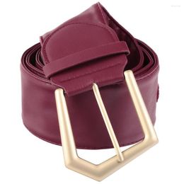 Belts Fashion Women Waist For Dress Golden Alloy Buckle Pu Leather Belt Solid Black Red White Wide Waistband 115-118cm