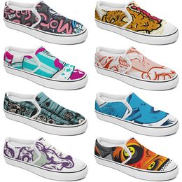 Custom Shoes Slip-on Canvas Shoe Customised Sneakers Men Women Blue Red Green Classic Custom Comfortable Low Platform Sneaker color71