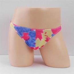 Underpants Sexy Printed Men Ultra Thin Soft Underwear Breathable Briefs Bikini Low Waist Micro Buttocks Thong Penis Pouch Pantie