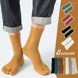 Men's Socks 2 Pair Man Five Finger Short Cotton Separate Toe Candy Colour Fashion Casual Breathable Happy